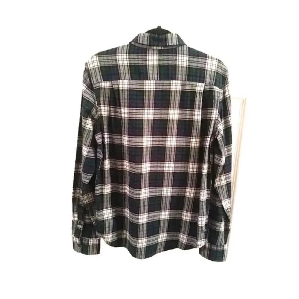 LUCKY BRAND Men's Flannel Shirt Overshirt Navy Blue Plaid Cotton Stretch NWT - Picture 2 of 12